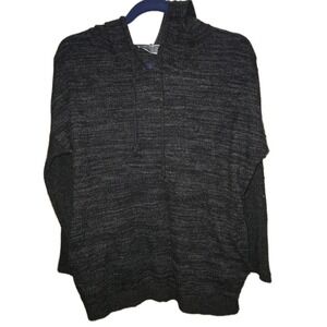 Cherish Womens M/L Knit Hoodie Sweater  Charcoal Gray Pullover‎ Hooded Tunic Top